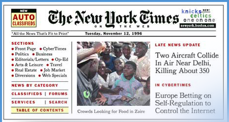 Zrzut ekranu: NY Times - 1995 rok